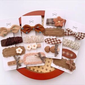 Set of Brown and Tan Hair Clips